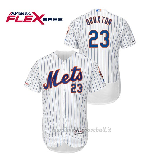 Maglia Baseball Uomo New York Mets Keon Broxton 150th Aniversario Patch Autentico Flex Base Bianco